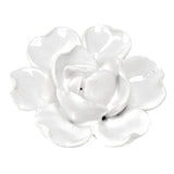 Escultura Flor em Cerâmica Decorativa Branca 7cm - Ela Decora