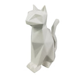 Escultura Gato de Cerâmica Geométrico Branco 17,5cm - Ela Decora