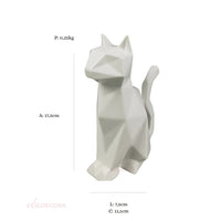 Escultura Gato de Cerâmica Geométrico Branco 17,5cm - Ela Decora