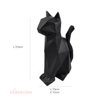 Escultura Gato de Cerâmica Geométrico Preto 17,5cm - Ela Decora