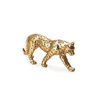 Escultura Leopardo em Poliresina Dourada 15cm - Ela Decora