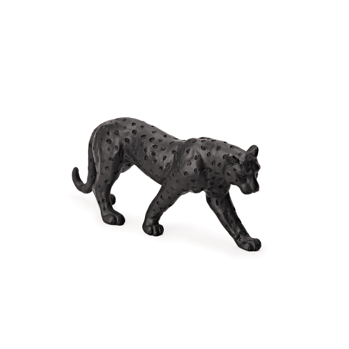 Escultura Leopardo em Poliresina Preta 15cm - Ela Decora