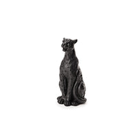 Escultura Leopardo Sentado em Poliresina Preta 10,5cm - Ela Decora