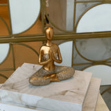 Escultura Mulher Yoga Decorativa Dourado 17cm - Ela Decora