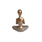 Escultura Mulher Yoga Decorativa Dourado 17cm - Ela Decora