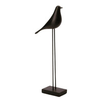 Escultura Passaro em Poliresina Preto 35cm - Ela Decora