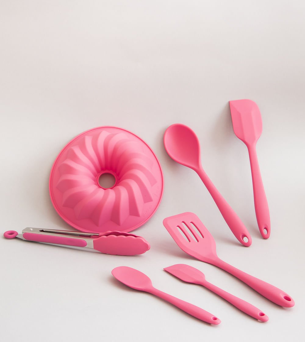 Espátula Vazada de Silicone Duplo Rosa - Ela Decora