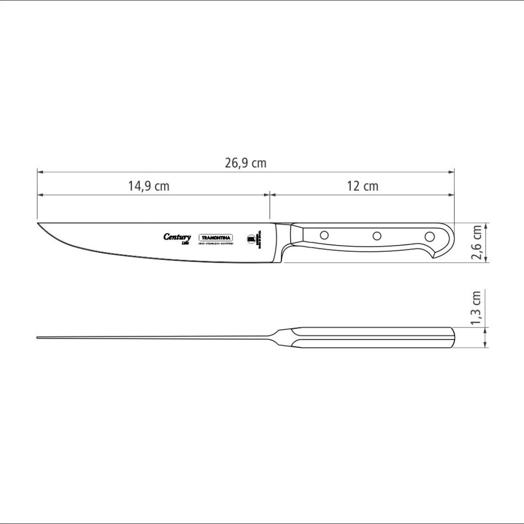 Faca em Aço Inox Century 26,9cm Tramontina - Ela Decora