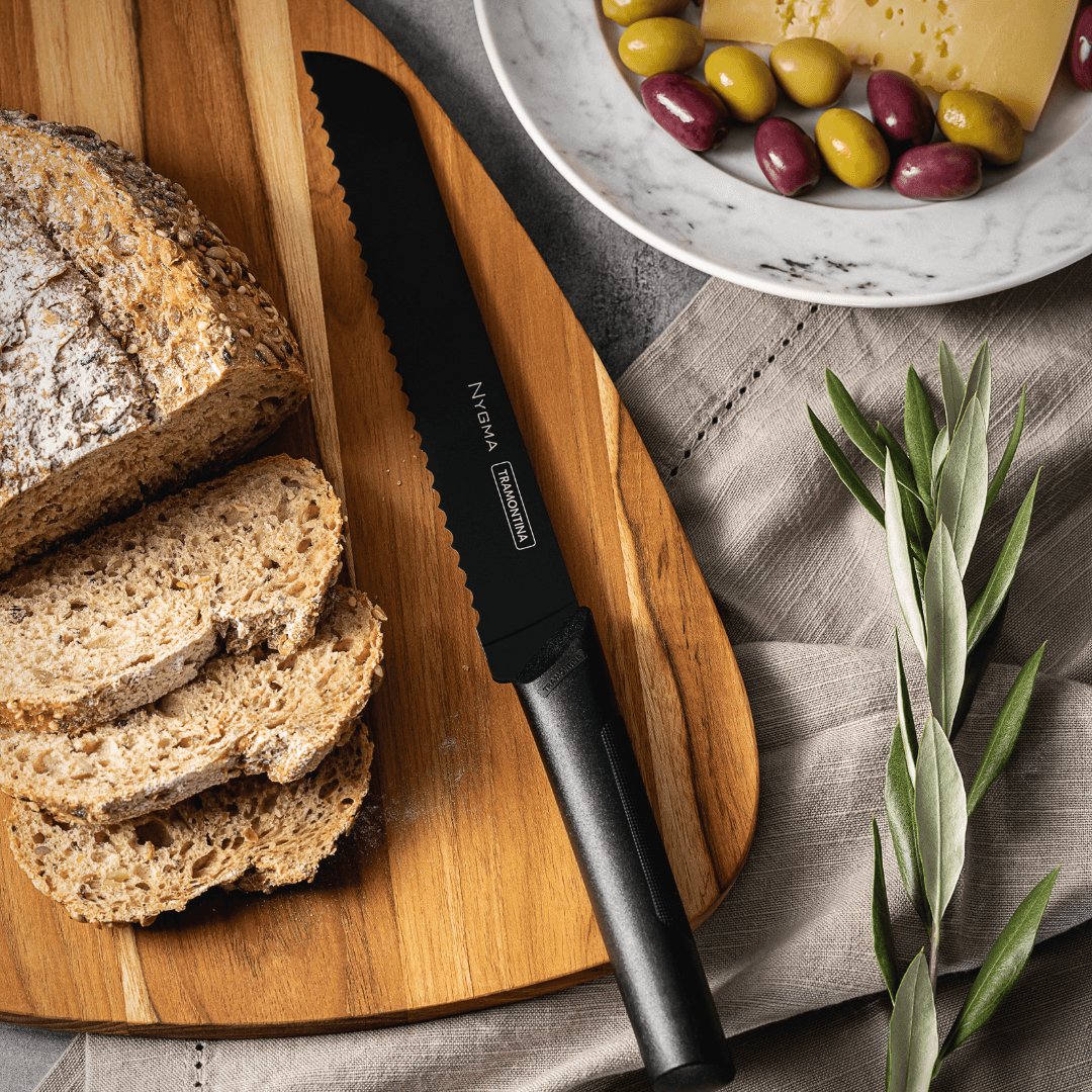 Faca para Pão em Aço Inox Nygma Preto Tramontina - Ela Decora