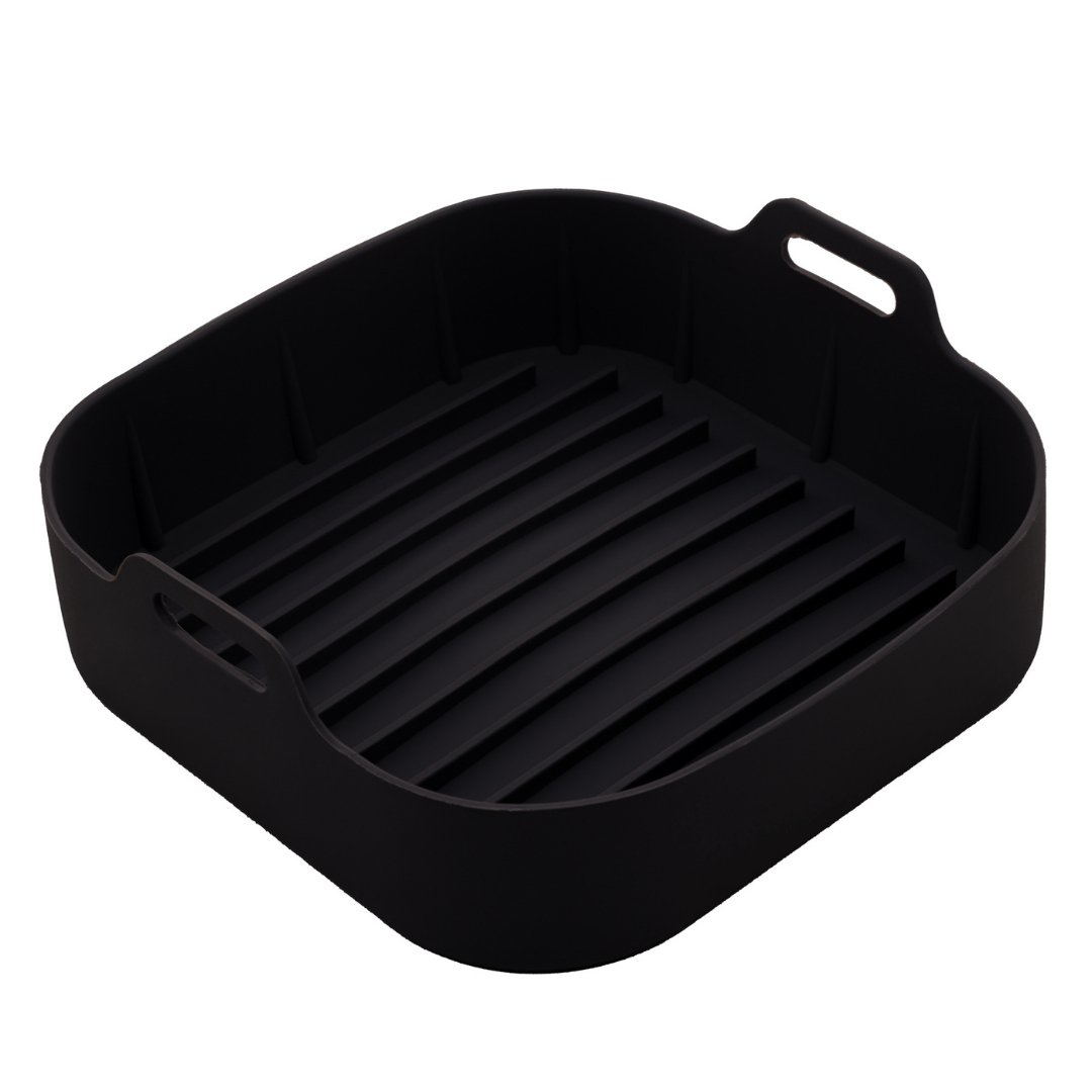 Forma Quadrada de Silicone para Air Fryer Preta 16cm - Ela Decora