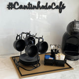 Frase Decorativa #CantinhodoCafe Mdf Preto - Ela Decora