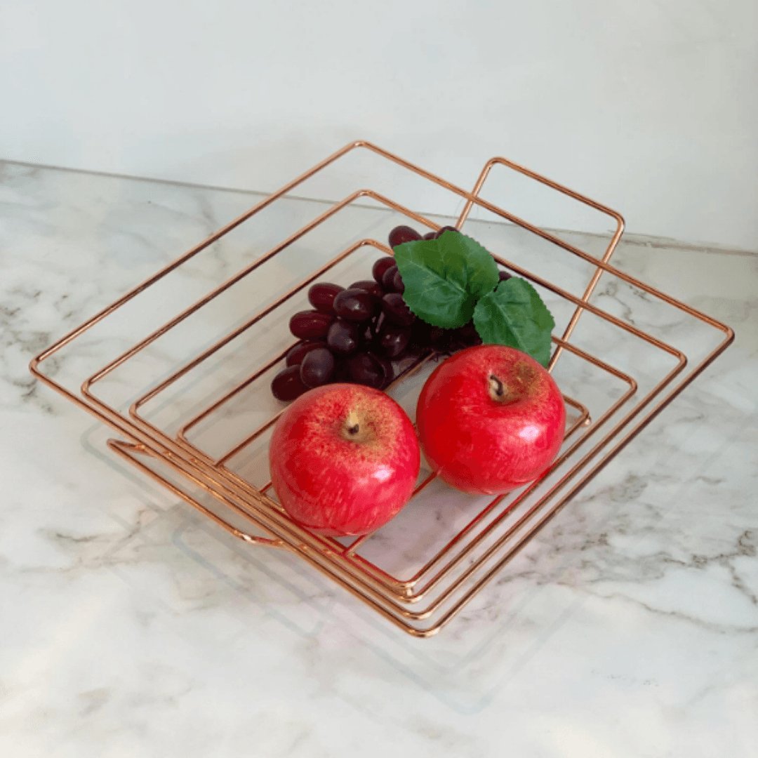 Fruteira de Mesa Quadrada Rose Gold - Ela Decora