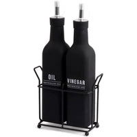 Galheteiro de Vidro Manhattan Preto 300ml 3 Peças - Ela Decora