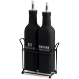 Galheteiro de Vidro Manhattan Preto 300ml 3 Peças - Ela Decora