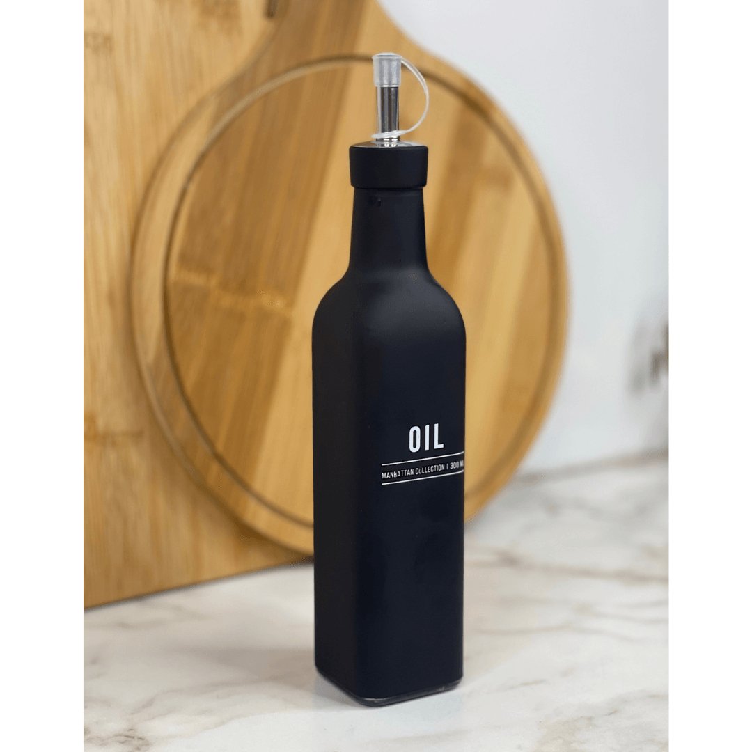 Galheteiro para Azeite de Vidro Manhattan Preto 300ml - Ela Decora