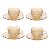 Jogo 4 Xícaras para Café Menfis Cristal Âmbar com Borda Dourada 85ml - Ela Decora