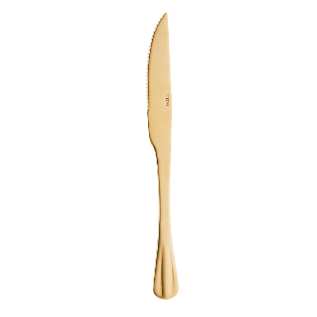 Jogo 6 Facas Churrasco Positano Dourado 23cm - Ela Decora