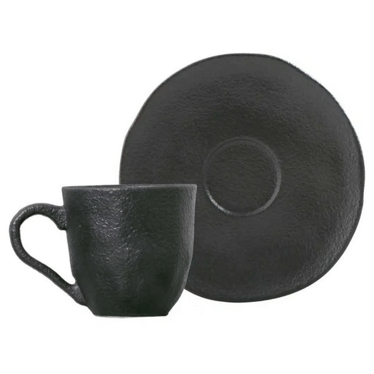 Jogo 6 Xícaras de Café com Píres Orgânico Matte Preto 120ml - Ela Decora