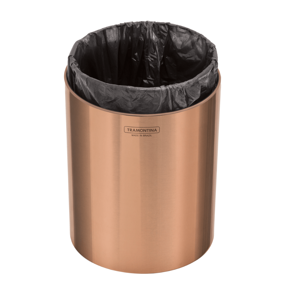 Lixeira 5 Litros Aço Inox Polido Verniz Rose Gold Luxo Tramontina - Ela Decora