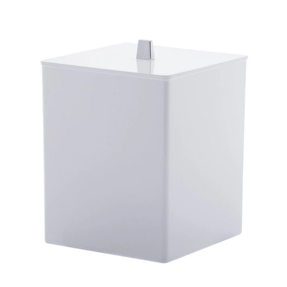 Lixeira Branca Com Pegador Cromado Linha Quadratta Off White - 7 litros - Ela Decora