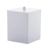 Lixeira Branca Com Pegador Cromado Linha Quadratta Off White - 7 litros - Ela Decora