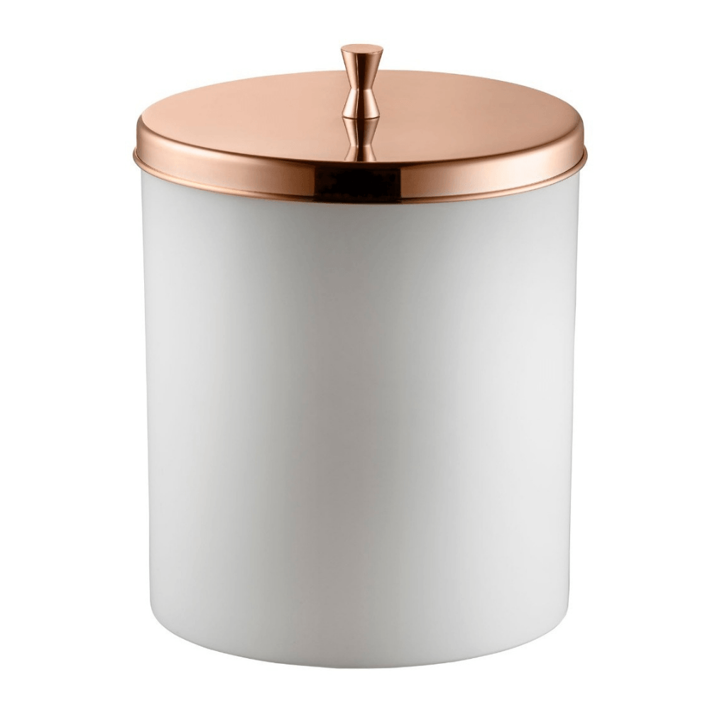 Lixeira com Aro Branca com Tampa Rose Gold - 5 Litros - Ela Decora