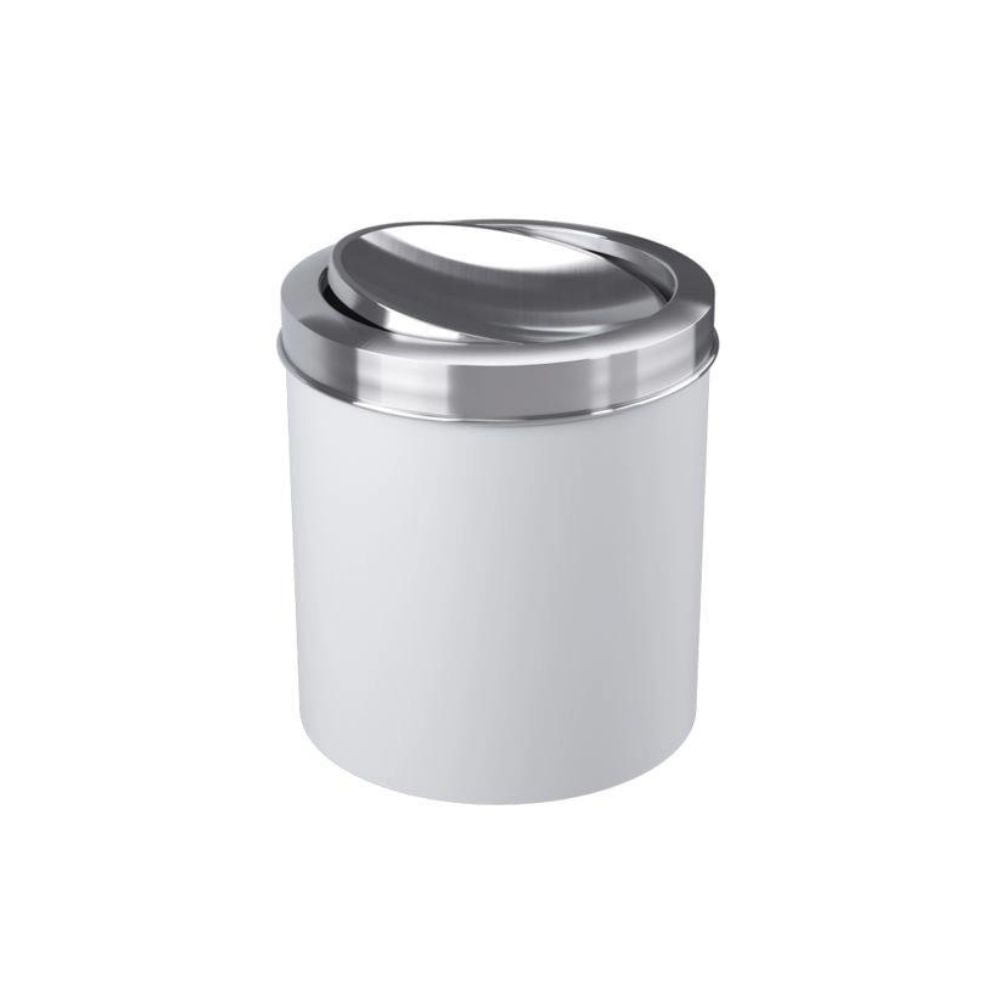 Lixeira Inox com Tampa Basculante Branca 5,4 Litros - Ela Decora