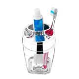 Porta Escova e Creme Dental Plástico Transparente 22cm - Ela Decora