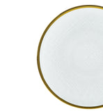 Prato de Sobremesa Cristal de Chumbo Branco com Borda Dourada Linen 21cm - Ela Decora