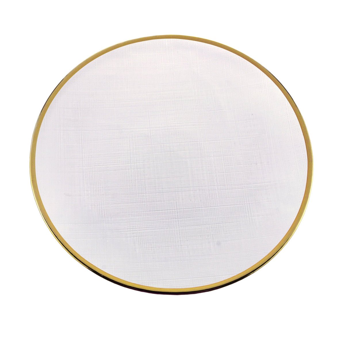 Prato de Sobremesa Cristal de Chumbo Branco com Borda Dourada Linen 21cm - Ela Decora