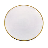 Prato de Sobremesa Cristal de Chumbo Branco com Borda Dourada Linen 21cm - Ela Decora