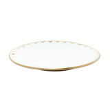 Prato de Sobremesa Porcelana Egg Branca e Dourada 19cm - Ela Decora