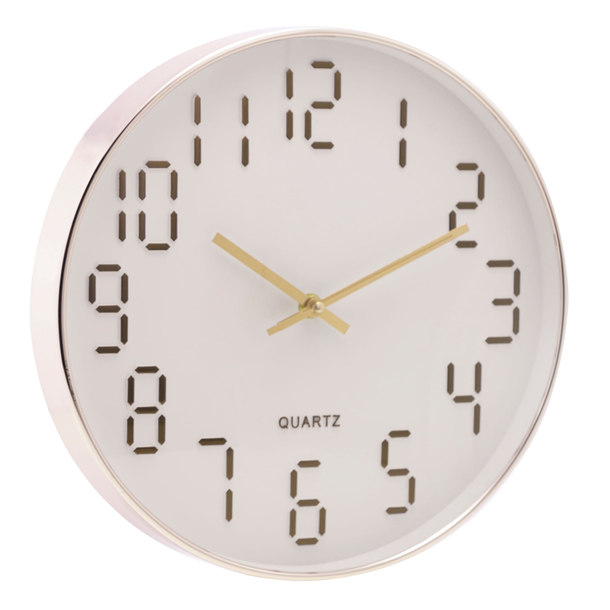 Relógio de Parede em Plástico Quartz Branco com Dourado 30,5cm - Ela Decora