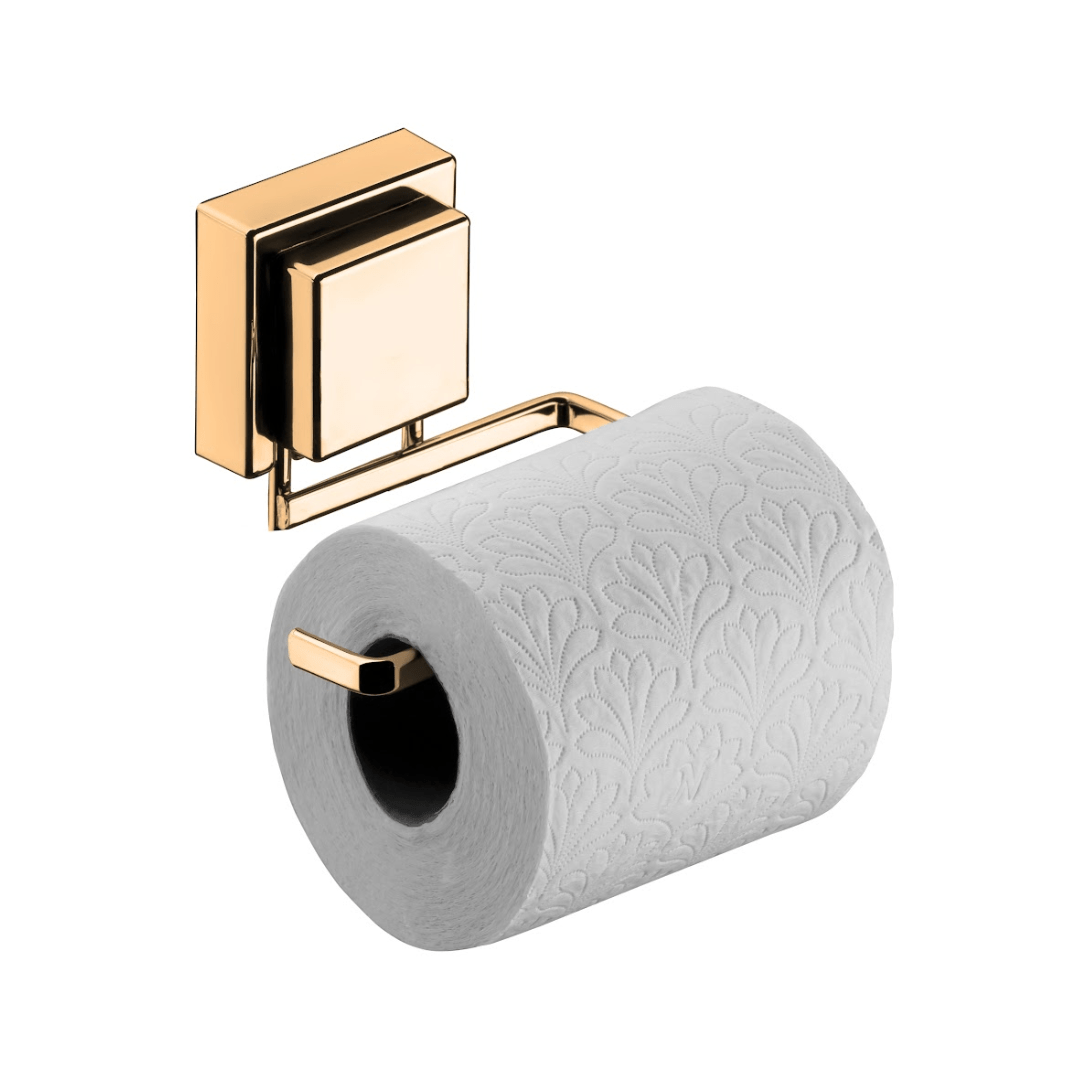 Suporte para Papel Higiênico com Ventosa Dourado 12,5cm - Ela Decora