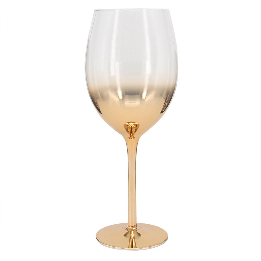 Taça Para Vinho Branco De Vidro Degradê Dourado - 400 ml - Ela Decora