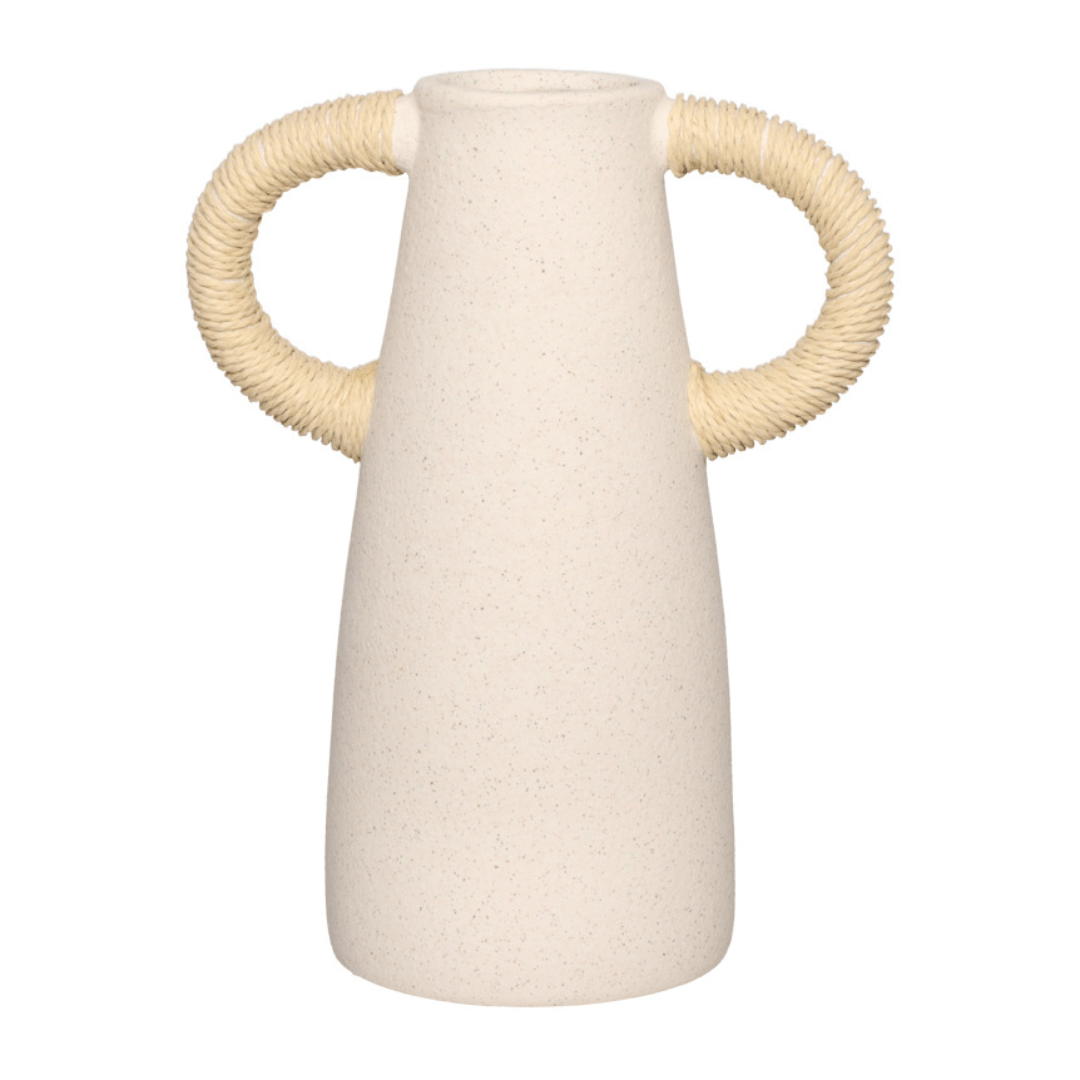 Vaso Cilndrico Mikonos em Cerâmica Branco 22cm - Ela Decora